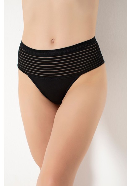 Yüksek Bel Brazilian Bikini Çizgili Kumaş 946