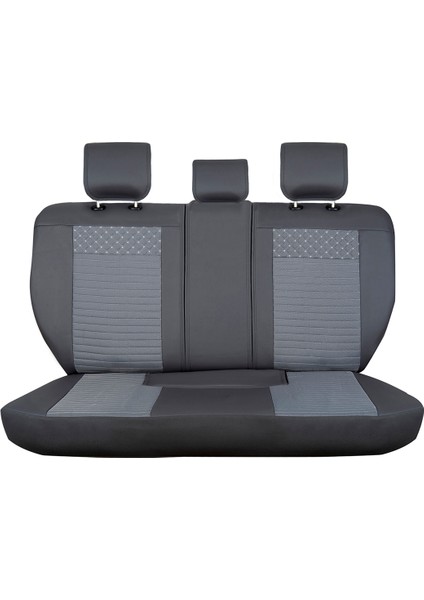 Fiat Linea Uyumlu Yarı Deri Oto Koltuk Kılıfı Ön/Arka Set Prime Model Füme