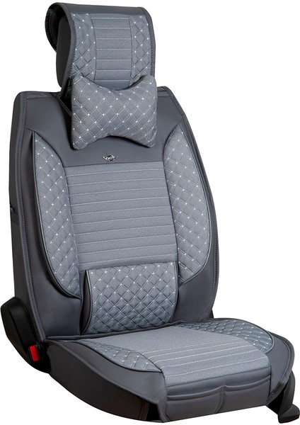 Fiat Linea Uyumlu Yarı Deri Oto Koltuk Kılıfı Ön/Arka Set Prime Model Füme