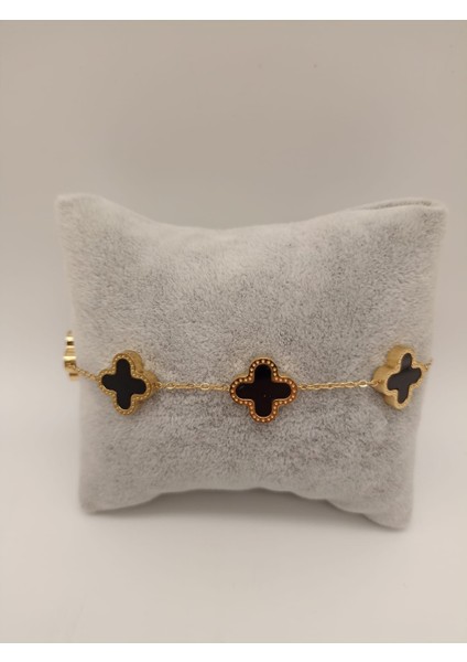 Çelik Bileklik Büyük Yonca Siyah Gold Bileklik fiyatları