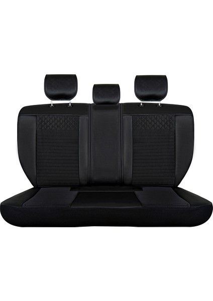 Fiat Stilo Uyumlu Yarı Deri Oto Koltuk Kılıfı Ön/Arka Set Prime Model Siyah