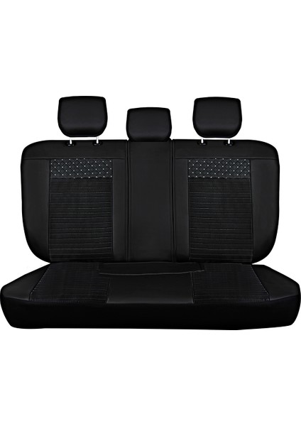 Fiat Egea Cross Uyumlu Yarı Deri Oto Koltuk Kılıfı Ön/Arka Set Prime Model Siyah-Beyaz