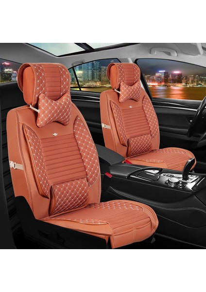 Chery Tiggo Uyumlu Yarı Deri Oto Koltuk Kılıfı Ön/Arka Set Prime Model Tarçın