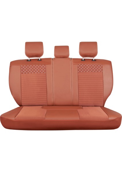 Chery Tiggo Uyumlu Yarı Deri Oto Koltuk Kılıfı Ön/Arka Set Prime Model Tarçın