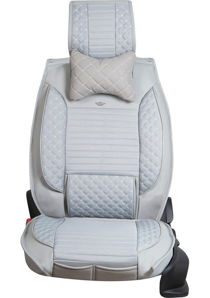 Fiat Egea Cross Uyumlu Yarı Deri Oto Koltuk Kılıfı Ön/Arka Set Prime Model Gri
