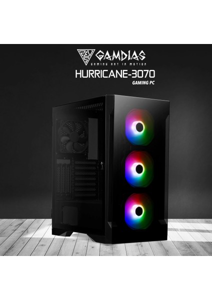 Gamdıas HURRICANE-3070, İ5-13400F, 16GB Ddr5 Ram, 500GB Nvme Ssd, 8gb Gddr6 RTX3070 Ekran Kartı, 750W Kasa, Free Dos Gamıng Pc