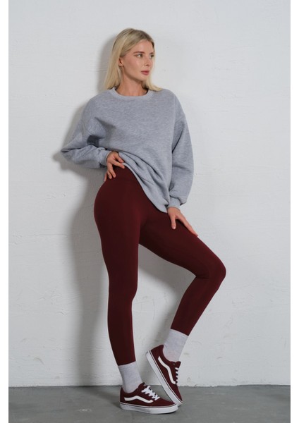 Ekstra Yüksek Bel Toparlayıcı Karyoka Dikişli Kışlık Içi Polar Push Up Kadın Tayt @simena