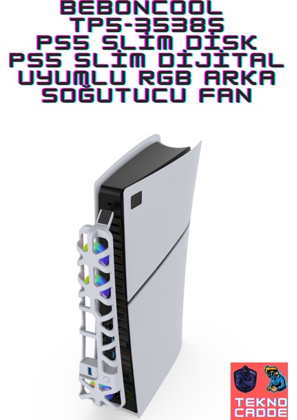 TP5-3538S Ps5 Slim Disk/ps5 Slim Dijital Versiyon Uyumlu Rgb Işıklı Arka Soğutucu Fan