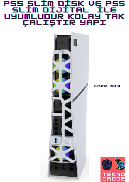 TP5-3538S Ps5 Slim Disk/ps5 Slim Dijital Versiyon Uyumlu Rgb Işıklı Arka Soğutucu Fan fiyatları