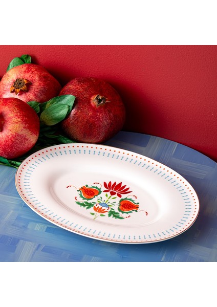 Istanbul Porselen Nar Fine Bone Kayık Tabak Mavi 26 cm