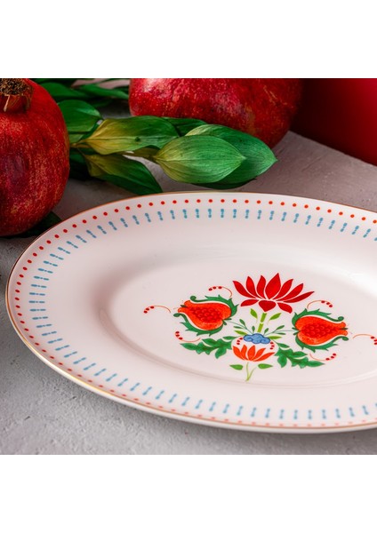 Istanbul Porselen Nar Fine Bone Kayık Tabak Mavi 26 cm