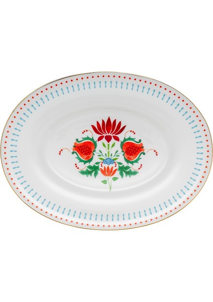 Istanbul Porselen Nar Fine Bone Kayık Tabak Mavi 26 cm