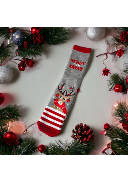 Yılbaşı Temalı Uzun Havlu Çorap Christmas Yeni Yıl