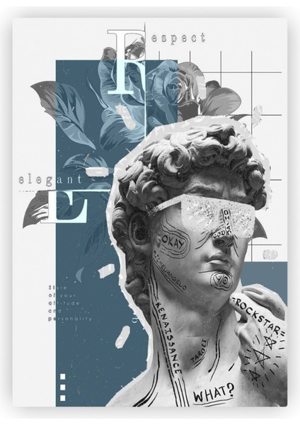 David Davut Heykeli Elegant Pop Art Ahşap Poster 20 x 29 cm