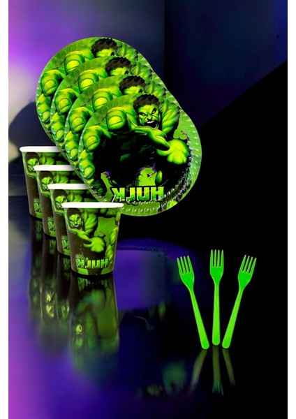 8 Kişilik Hulk Temalı Süper Eko Seti - Doğum Günü Parti ve Eğlenceli Etkinlikler Için