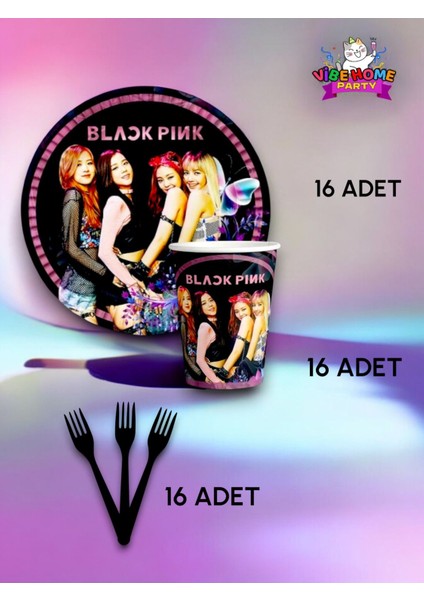 16 Kişilik Black Pink Temalı Süper Eko Seti - Doğum Günü Parti ve Eğlenceli Etkinlikler fiyatları
