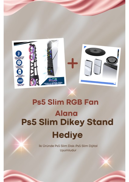 Ps5 Slim Disk Ps5 Slim Dijital Uyumlu Rgb Fan Dikey Stand Hediyeli