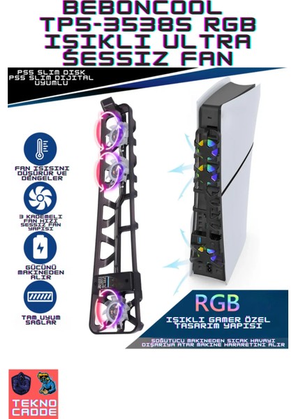 Ps5 Slim Disk Ps5 Slim Dijital Uyumlu Rgb Fan Dikey Stand Hediyeli