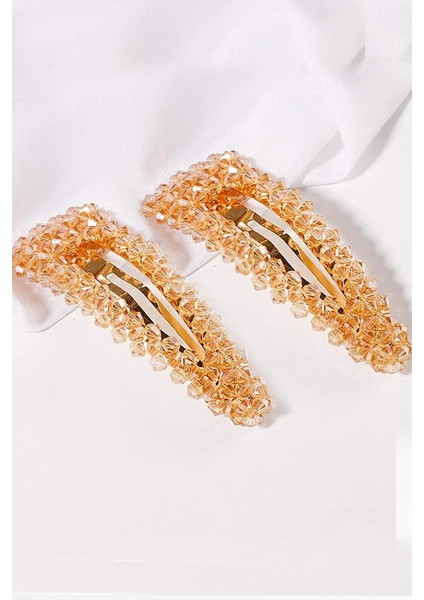 Cam Boncuklu Üçgen Çıt Çıt Saç Tokası 2'li Paket modelleri