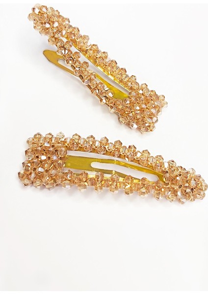 Cam Boncuklu Üçgen Çıt Çıt Saç Tokası 2'li Paket indirimleri