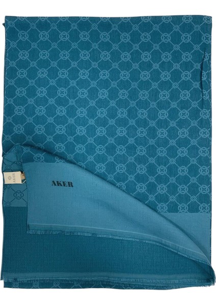 Elegance Monogram Şal - Petrol Mavi 924