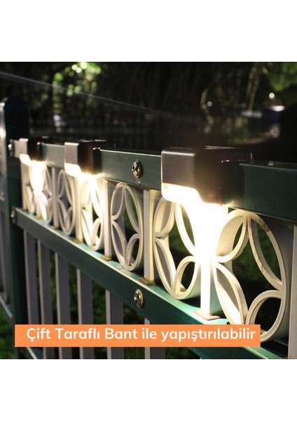 Riverworld Solar Güneş Enerjili Şarj Edilen Köşebent Merdiven Veranda Bahçe Yolu LED Lamba Işık 4 Adet