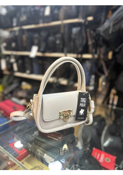 Polo Kadın Soft Deri Mini Gold Kapamalı Çapraz Omuz ve El Çantası