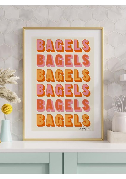 Retro Bagel Tipografi Poster-Çerçeveli TABLO-CT-1-036