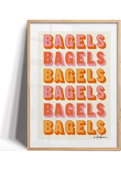 Retro Bagel Tipografi Poster-Çerçeveli TABLO-CT-1-036