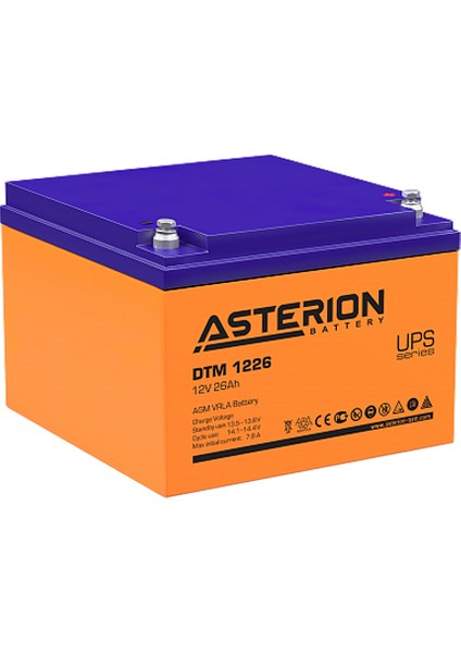 Asterion Dtm 1226 - 12 Volt 26 Amper Bakımsız Kuru Tip Akü