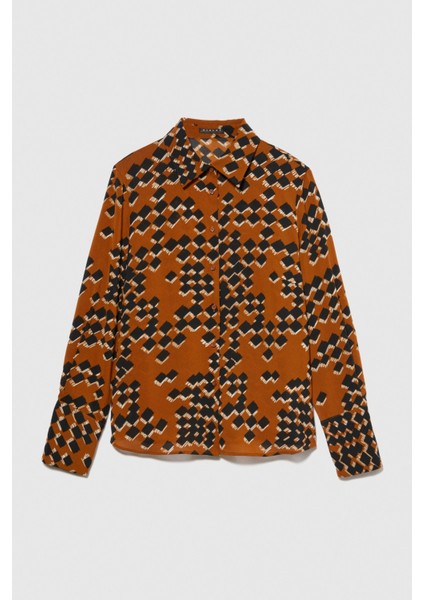 Sisley Desenli Regular Fit Gömlek Kadın Gri Gömlek - 323A5D99LQFF7 modelleri