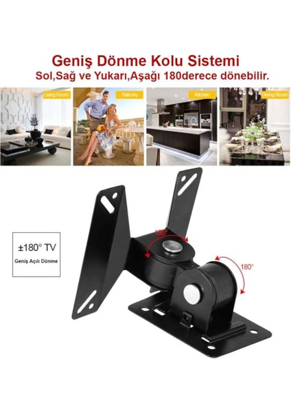 LED TV LCD Monitör Duvar Askı Aparat Hareketli 14-24" 15 KG