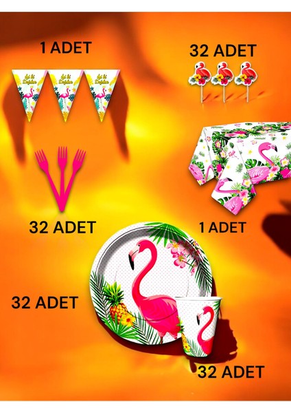 32 Kişilik Flamingo Temalı Premium Set - Doğum Günü Parti ve Eğlenceli Etkinlikler fiyatları