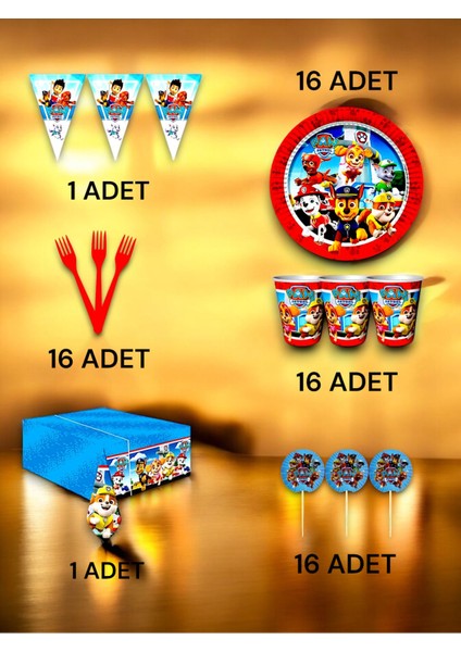 16 Kişilik Paw Patrol Temalı Premium Set - Doğum Günü Parti ve Eğlenceli Etkinlikler fiyatları