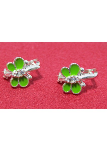 Lilahgümüştr Gümüş Yeşil Kelebek Kız Çocuk Küpe fiyatları