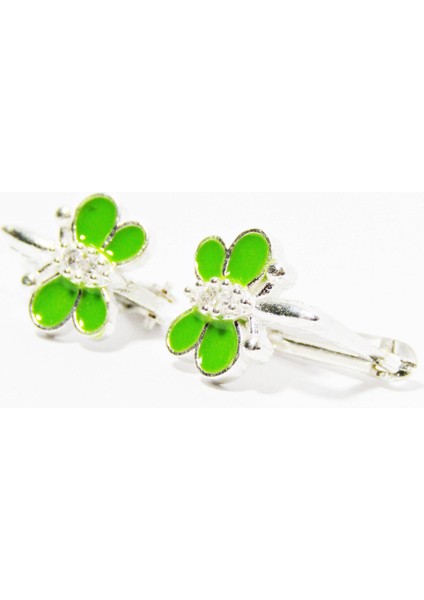 Lilahgümüştr Gümüş Yeşil Kelebek Kız Çocuk Küpe modelleri