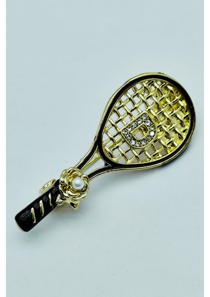 Inci Detaylı Tenis Raketi Broş