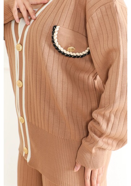 Kadın Triko Fitilli Hırka Pantolon Cep Detaylı Takım indirimleri