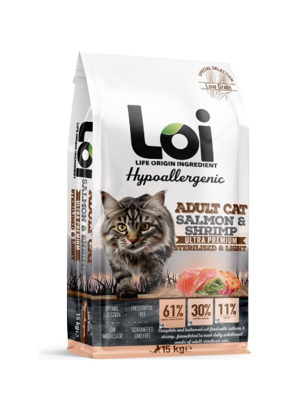 Loı Yetişkin Kısırlaştırılmış Kedi Maması Somon & Karides 15 kg