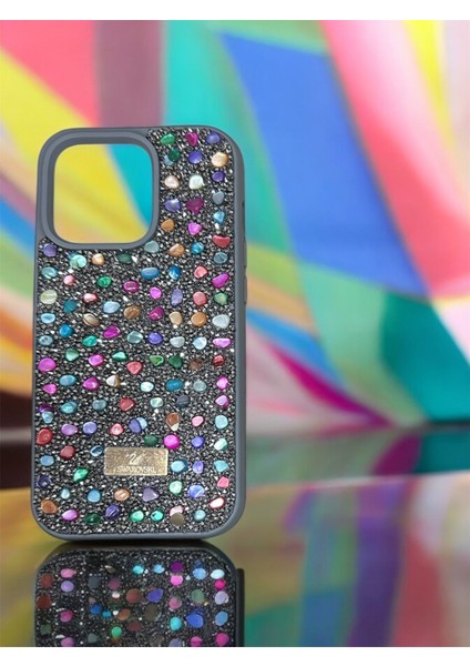 IPHONE14 Pro Taşlı Gri Kılıf