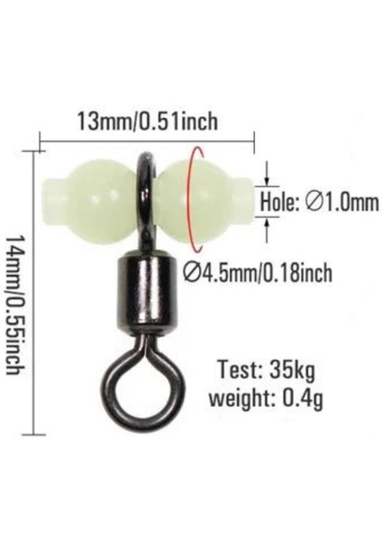 Fosforlu Glow Boncuklu Gezer Fırdöndü 13x14 mm 5 Adet
