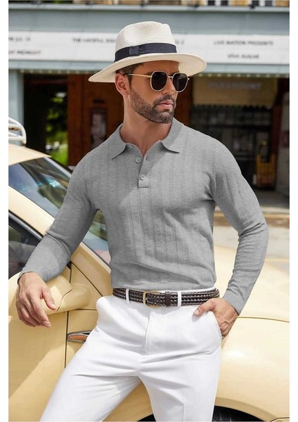 Cosmos %100 Pamuk Polo Yaka Erkek Triko Kazak