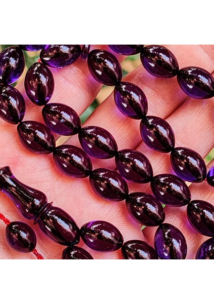 9X12 mm Ahmet Emin Imzalı Ispirto Mavisi Zar Kehribar Tesbih