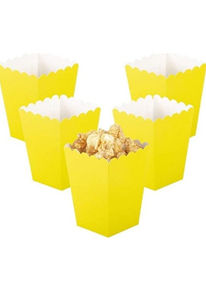 Sarı Mısır Kutusu - 8 Adet Karton Popcorn - Cips Kutusu 8*11,5 cm