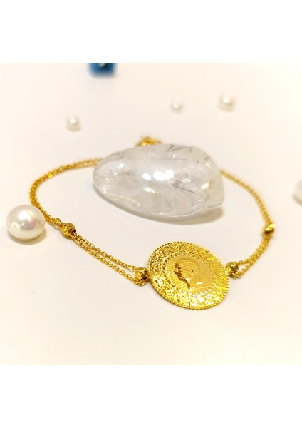 Çeyrekli Altınlı Zincirli Bileklik Altın