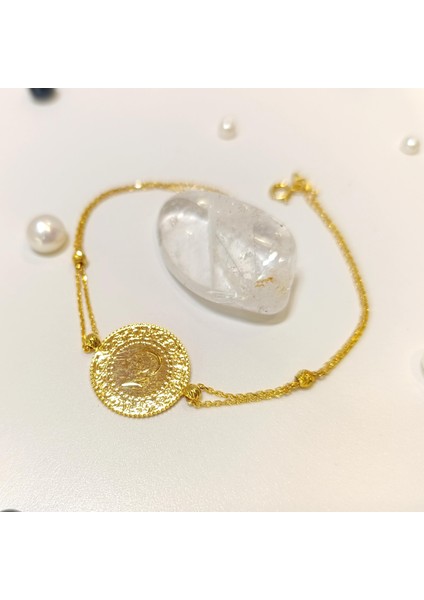 Çeyrekli Altınlı Zincirli Bileklik Altın modelleri