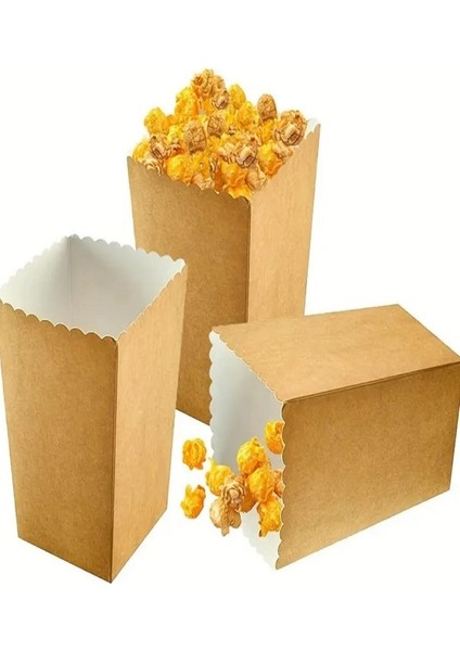 Kraft Mısır Kutusu - 8 Adet Karton Popcorn & Cips Kutusu 8*11,5 cm