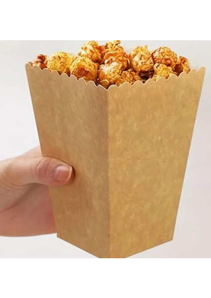 Kraft Mısır Kutusu - 8 Adet Karton Popcorn & Cips Kutusu 8*11,5 cm