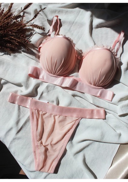 Istiridye Model Sütyen Takımı Somon