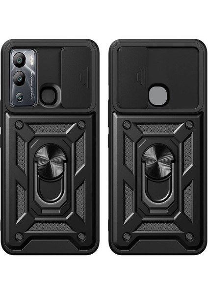 Infinix Hot 20I Uyumlu Kılıf Kamera Sürgülü Standlı Yüzüklü Darbe Emici Koruyucu Tank Kapak fırsatları